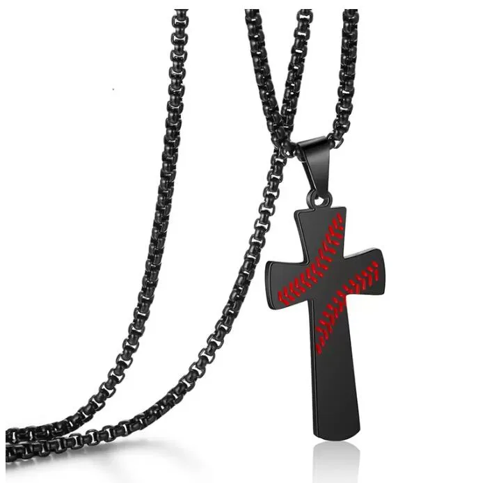 Necklace Men Baseball Cross Pendant Jewelry Explosion Pendant Hip Hop Jewelry Rap Style Pendant Creative J0306