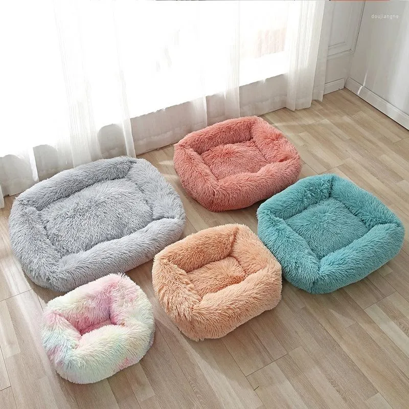 Lits pour chats en peluche, 12 couleurs, tapis de lit chaud d'hiver pour animaux de compagnie, chiot, chien, couleur unie, doux et confortable pour chiens et chats