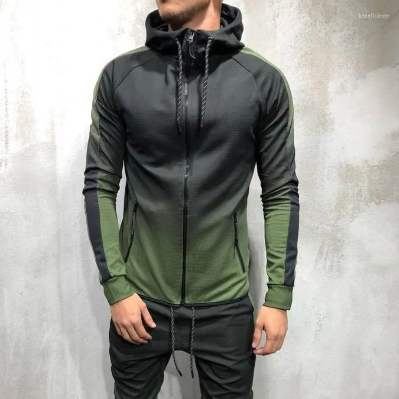 Hoodies للرجال الخريف والشتاء العلامة التجارية Pullover 3D تدرج السوستة كارديجان الهيب هوب أزياء الطباعة غير الرسمية سميكة