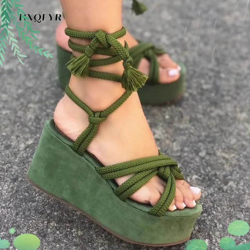 Sandaler Sandaler Kvinnor Summer Fashion Women's Sandals Women's Wedge Sandaler Cross Straps Casual Women's Women's High Heels 230306