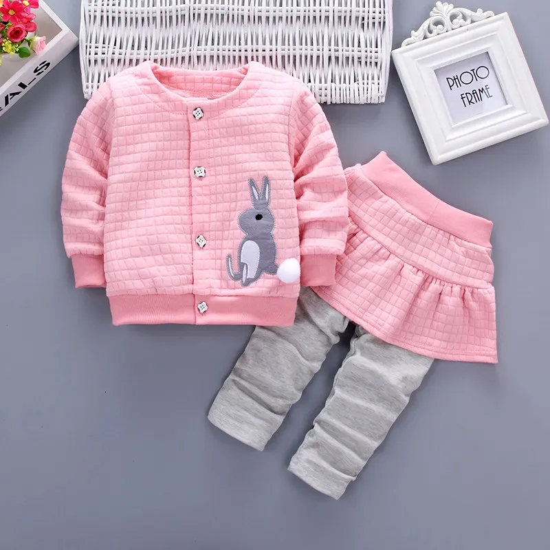 Fofa Primavera Autumn Crianças Roupas de meninas Terno FOT PONTES PONTES BONITAS 2PCS/define conjuntos de roupas de moda infantil