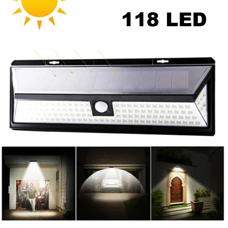 118 LED Solar Wall Lights Outdoor Waterproof With Motion Sensor Solar Motion Lights Outdoor Ease to-Install Front Door Yard Garage Trädgård uteplats däck oemled