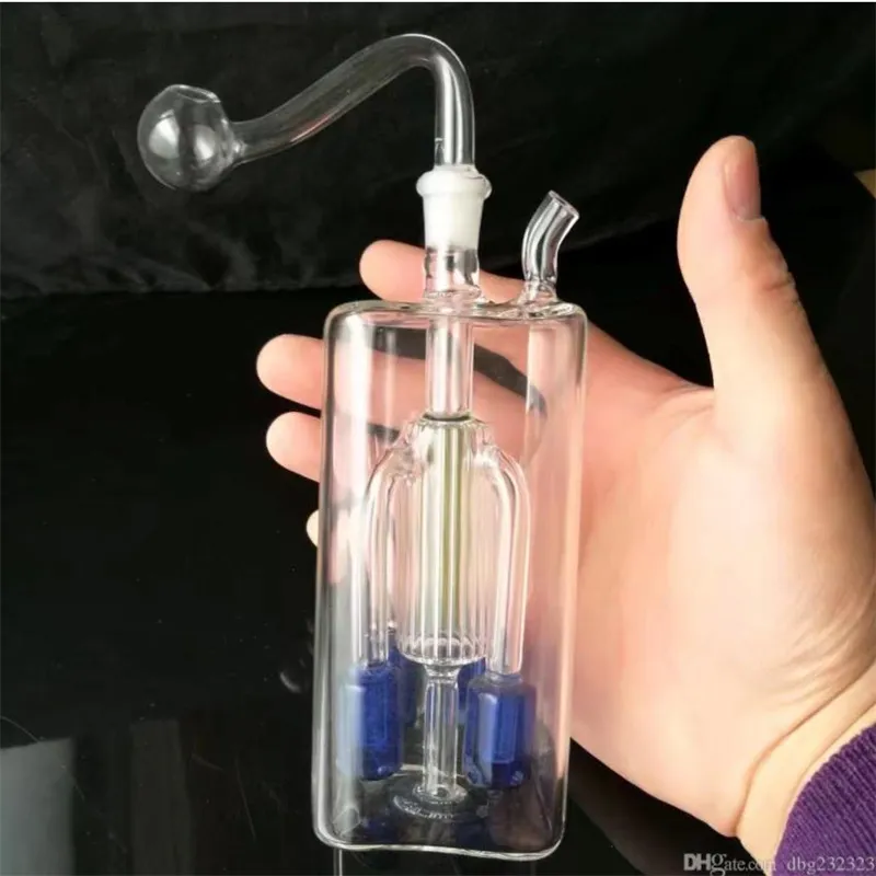 Cachimbas Cuatro columnas de botella de agua con accesorios de bongs de vidrio, pipas de vidrio para fumar, mini multicolores, pipas de mano, la mejor pipa de vidrio de cuchara