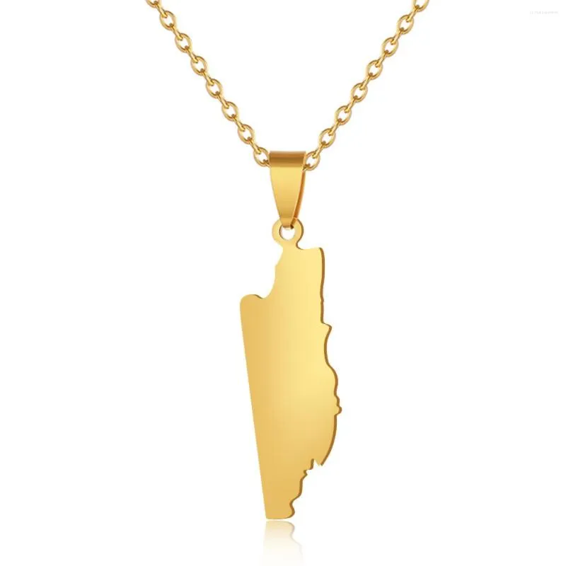 Pendant Necklaces 2023 Africa Belize Map Polished Fashion Fresh Shining Flash Women Men Stainless Steel Necklace 1081