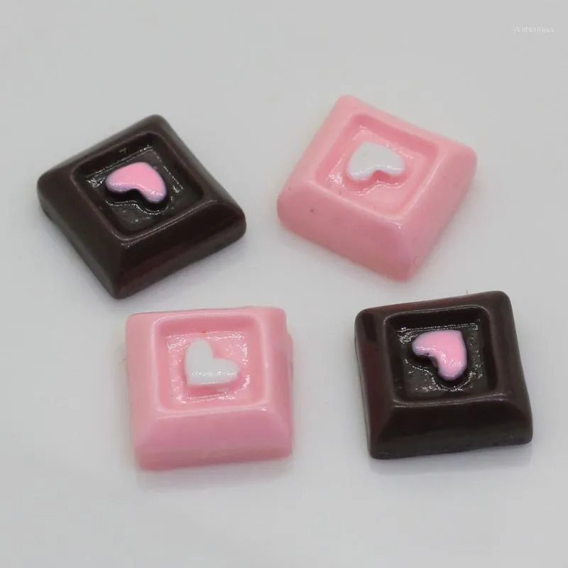 Dekorativa figurer Objekt 50PCSTWO Färgsimulering Square Brick Chocolate Harts Beads Candy Block för Re-mmentar Craft Bag eller Jewelry ACC