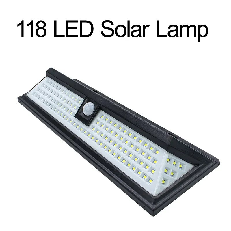 118 LED LUZES DE WALL SOLAR EXTERNAÇÃO COM SENSOR DE MOTOR LUZES DE MOVIMENTO DE MOVIMENTO DE MOVIMENTO FÁCIL DE INSPALLAR PARA PORTURA DE TRANHA DE GARAGEM DE GARAGENS PATIO DO CRESTECH168