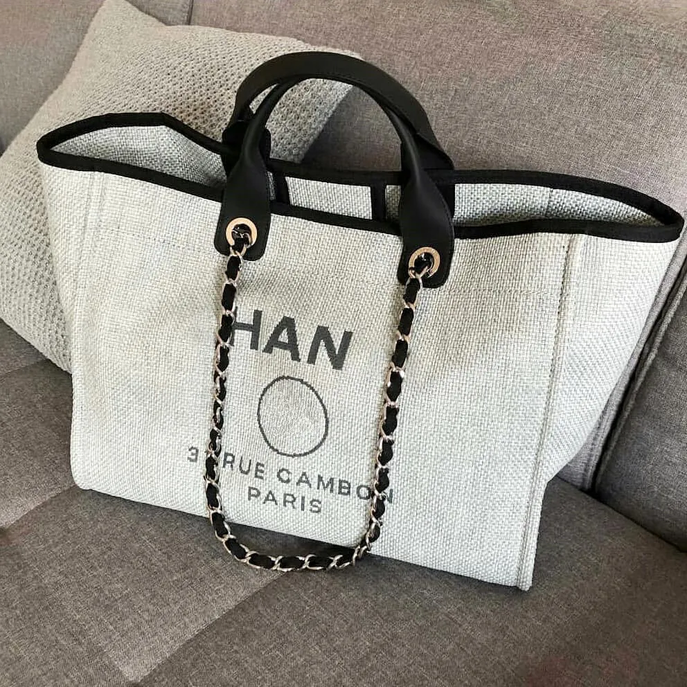 토트 쇼핑 Deauville Beach Bag Luxury Women Man Handbag Purse Pearl Nylon Canvas 디자이너 크로스 바디 클러치 여름 패션 여행 레이디 어깨 체인 가방