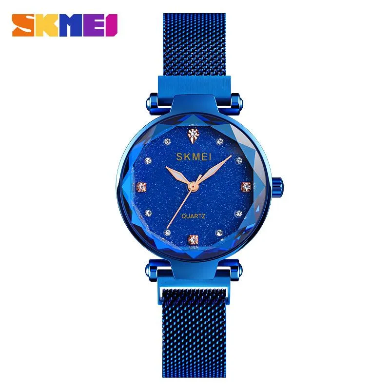 Montres-bracelets SKMEI montres de luxe pour femmes en acier inoxydable montre à Quartz cadran en cristal dames robe Bracelet étanche femmes