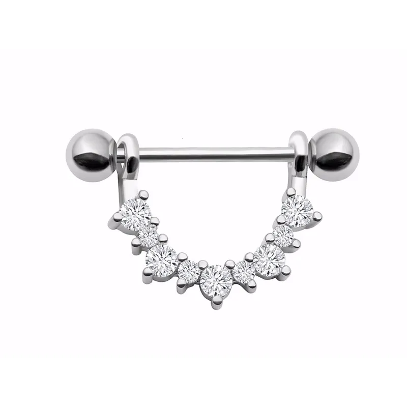Ear Cuff Lot10pcs 14G Body Piercing Jewerly Nipple Shield Ring Bar Crystal CZ Gems Jewelry 230303