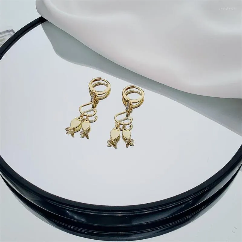 Brincos de argolas moda de peixe dourado personalidade penteado pendente de jóias de presente feminino