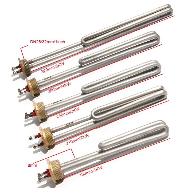 전기 가열 요소 부스터 침지 용 온도 히터 물 보일러 용 스테인리스 스틸, 1 "/DN25/32mm, AC110V/220V/380V, 1/2/3/4/6KW