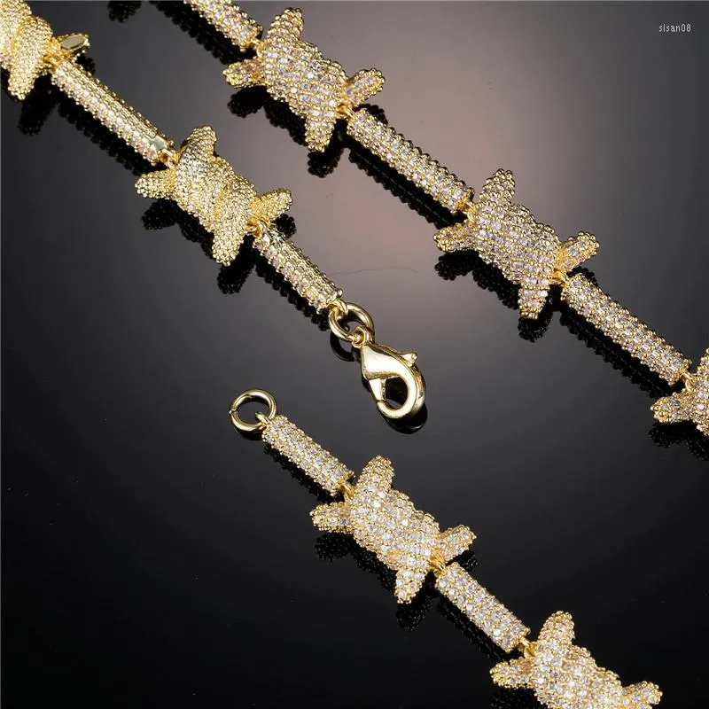 D&Z 8mm Barbed Wire Bracelet With Zircon Stones Punk Style