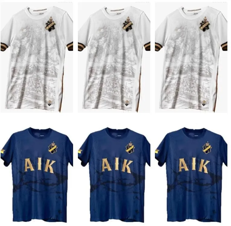 2023 AIK Solna Fußballtrikots speziell FISCHER 7 HUSSEIN 8 OTIENO 25 GUIDETTI 11 THILL 17 TIHI 16 HALITI 6 132-jährige Geschichte 23 24 Trikot-Fußballtrikots Mann WEISS 666