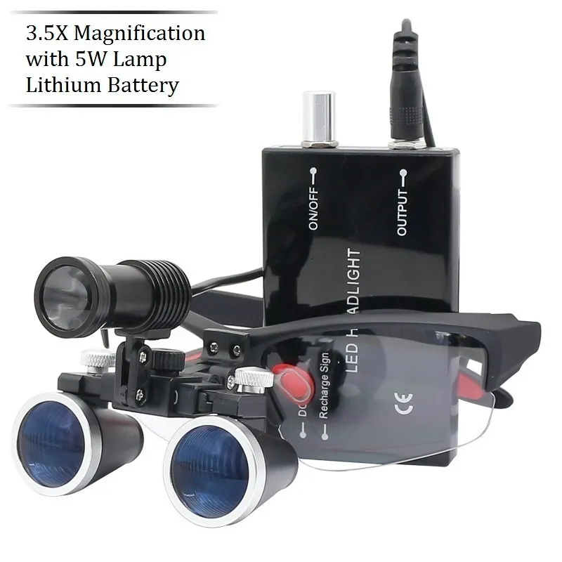 Loupes Binoculaires Dentaires 3.5X Avec Lumière Frontale LED 5W - Filtre Optique - Neuf - Marque YUYO