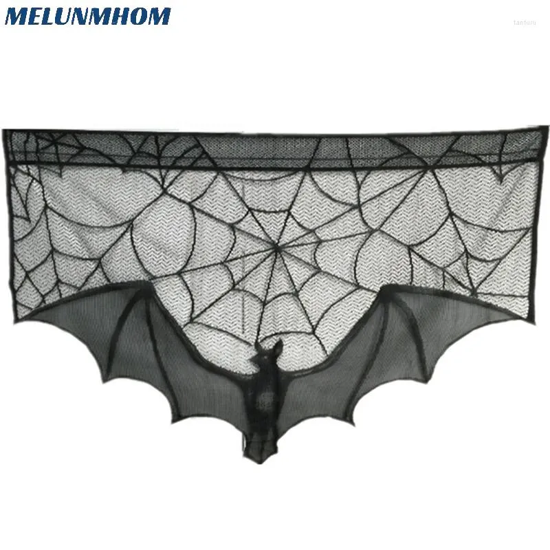 Rideau Halloween noir chauve-souris dentelle rideaux pour cuisine Voile Pelmet salon décor à la maison porte courte chambre