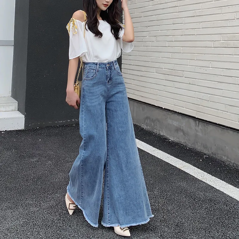 Dames jeans dames moeder jeans vrouw hoge taille broek voor vrouwen Harajuku mode wijd uitlopende broek brede poot broek Koreaanse streetwear y2k urban 230306