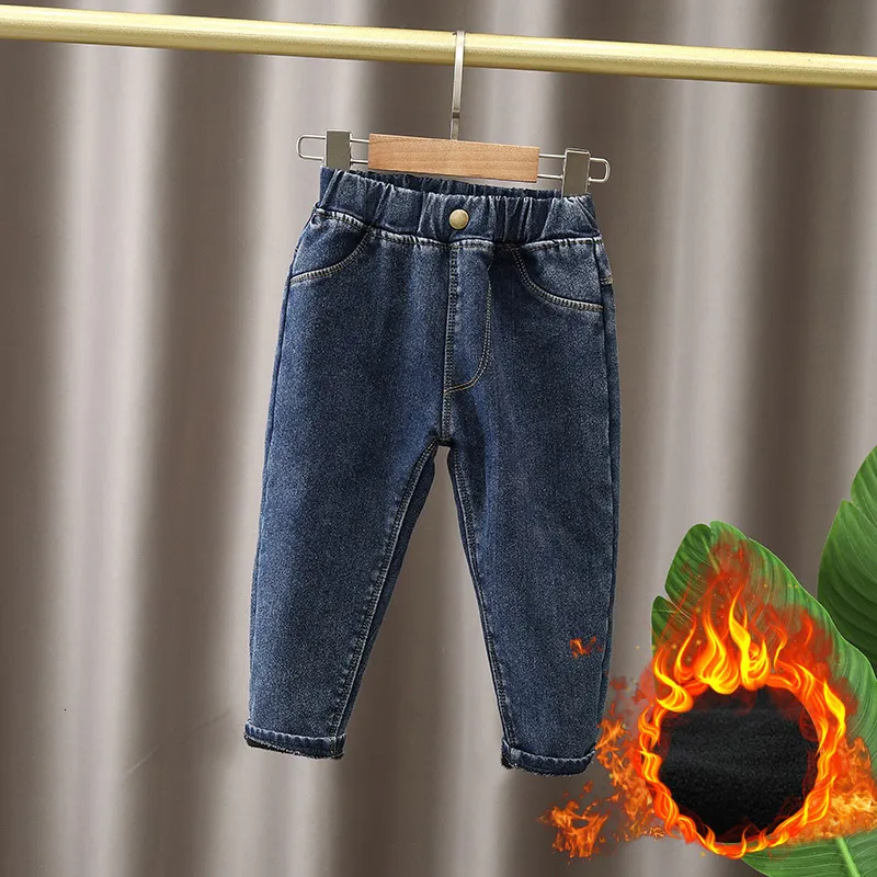 Jeans Otoño Invierno Niños Ropa para bebés Ropa para bebés Trajes para bebés Pantalones vaqueros con cinturón elástico cálido para niños Ropa para bebés Pantalones vaqueros elásticos 230306