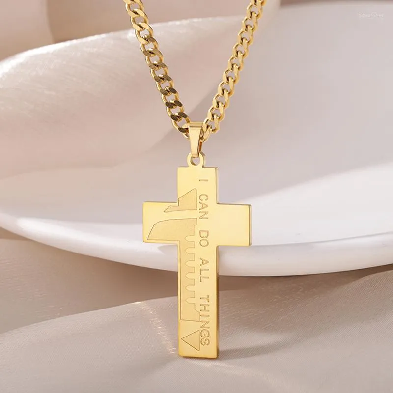 Pendant Necklaces Stainless Steel Cross For Women Men Goth Christian Pendants Choker Chain Necklace Vintage Religious Jewelry Gift