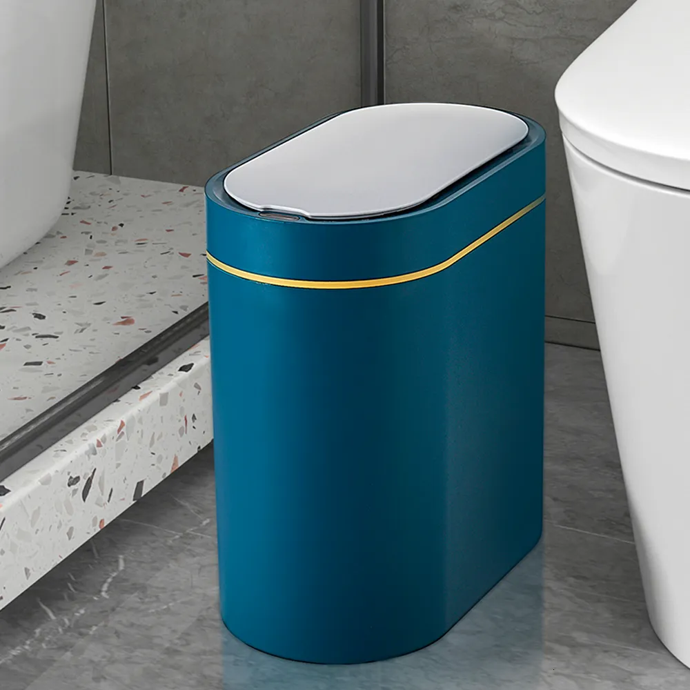 Cesti di rifiuti Smonet Sell Sensor Can Casket Wipph With Lid Powder Room Water Waterproof Slim Streno Streno Streno Garbage Contenitore Bin 7L 230306