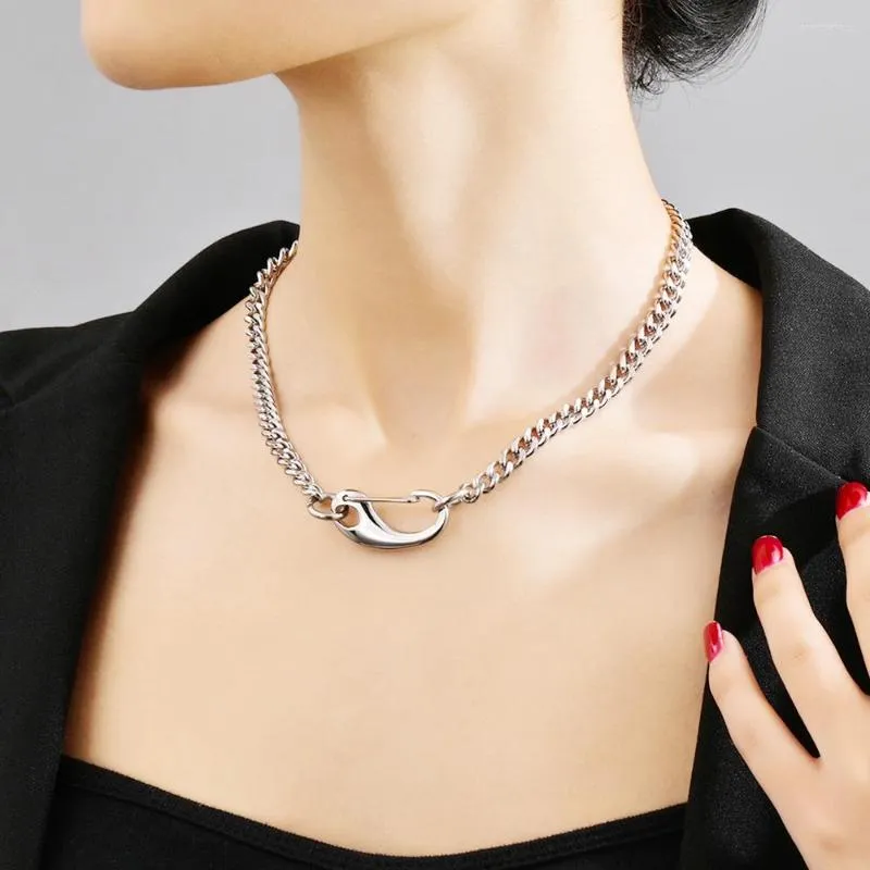 Choker 2023 Punk Chain Necklace Girlfriend Temperament Silver Color Hollow Big Clasp Link For Women Party Jewelry Gift