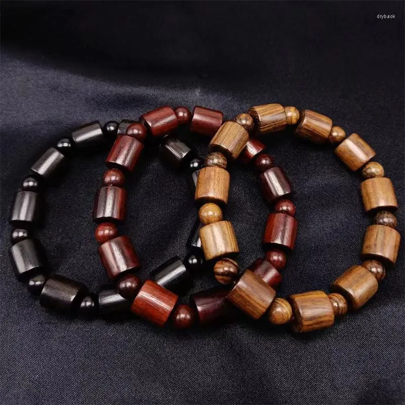 Strand Red Sandalwood Ebony Barrel Bead Armband Retro Trä Buddha smycken 3 Modeller