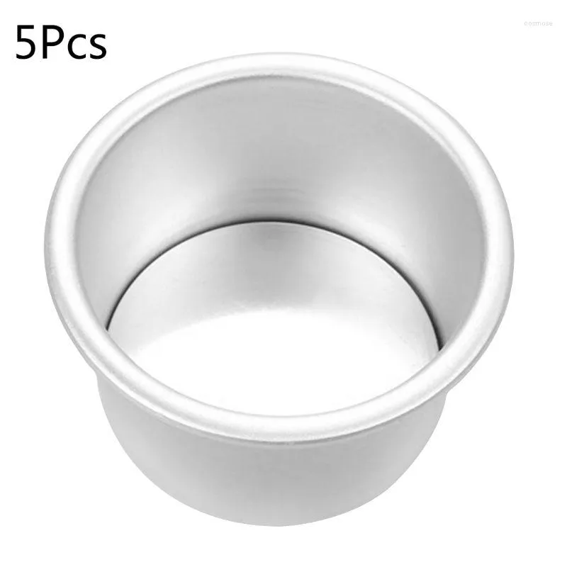 Bakvormen 5 stks 2inch ronde mini cake mal aluminium legering cupcake pan pudding diy met afneembare bodems gereedschap