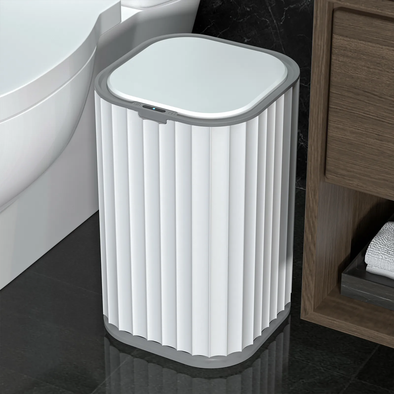 Avfallsfack 15l Badrumsmart TRASH CAN Automatic Electronic Trash Bin White Grrey Touchless M smart SMART SENSOR GARBAGE BIN SMART HOME 230306