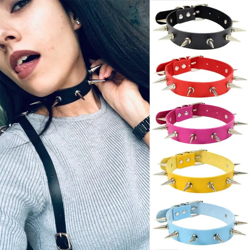 Pendant Necklaces Women Jewelry Set Punk Collar Men Rivets Studded Chocker Chunky Necklace Goth Metal Gothic Emo Accessories