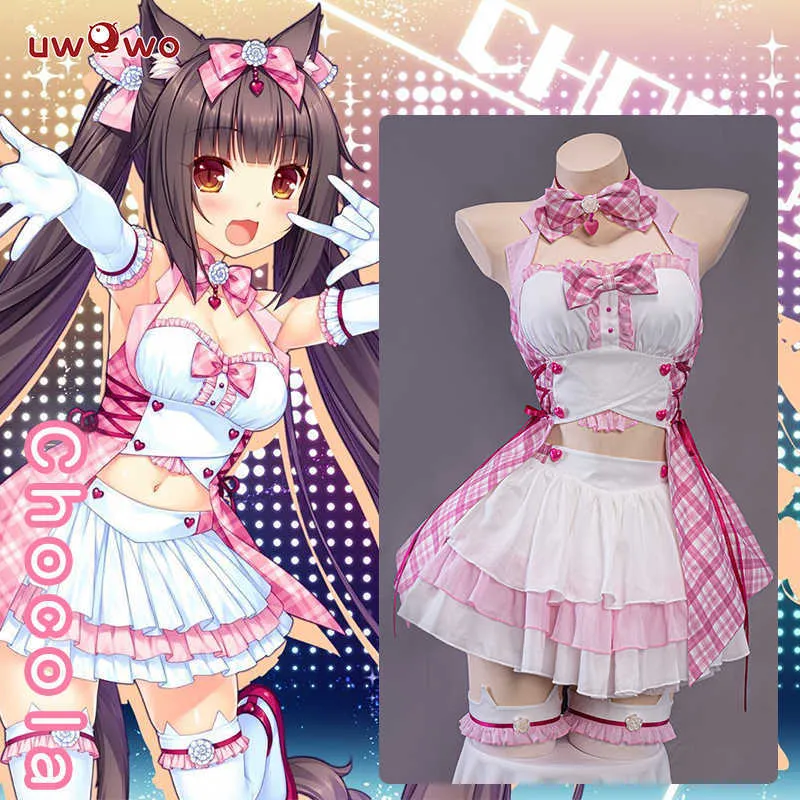 Costumes d'anime UWOWO NEKOPARA Chocola Cosplay Halloween Noël Venez Nouvelle Idole Catgirl Robe de Femme de Chambre Chocola Vanille Théâtrale Venez Tenue Z0301