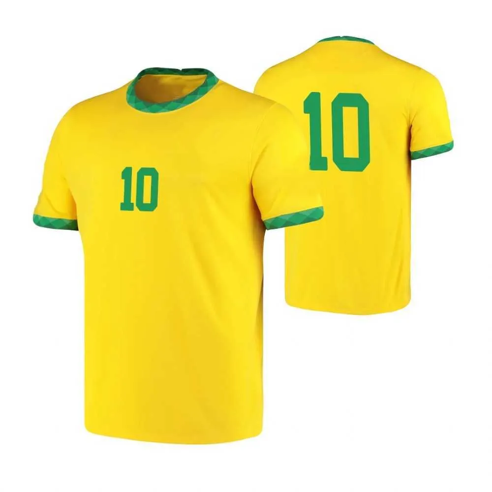 メンズ Tシャツ 2022 チームブラジルサッカーユニフォーム男性半袖プリント Tシャツイエローメッシュサッカースポーツ汗通気性服 Y2303