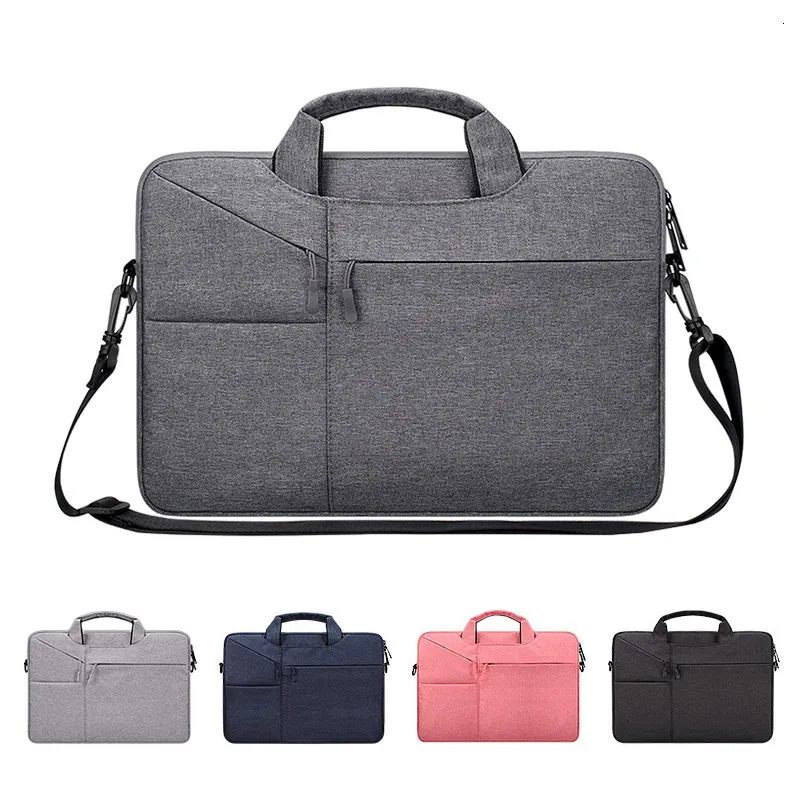 Laptop påsar Laptop Bag 12 13 14 15.6 16 tum vattentät anteckningshylsa för MacBook Air Pro Computer Shoulder Handbag Portfölj Män 230306