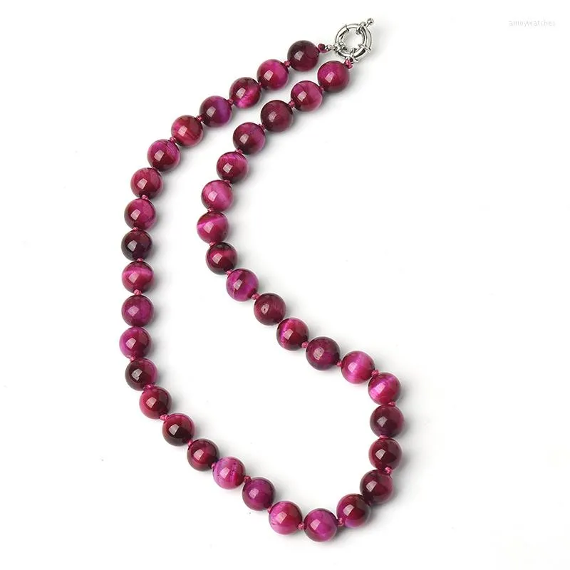 Chains Pink Mix Up Lilac Color And Smooth Add Distinct In Rose Tiger Stone 10 MM Necklace.The Gift For Women