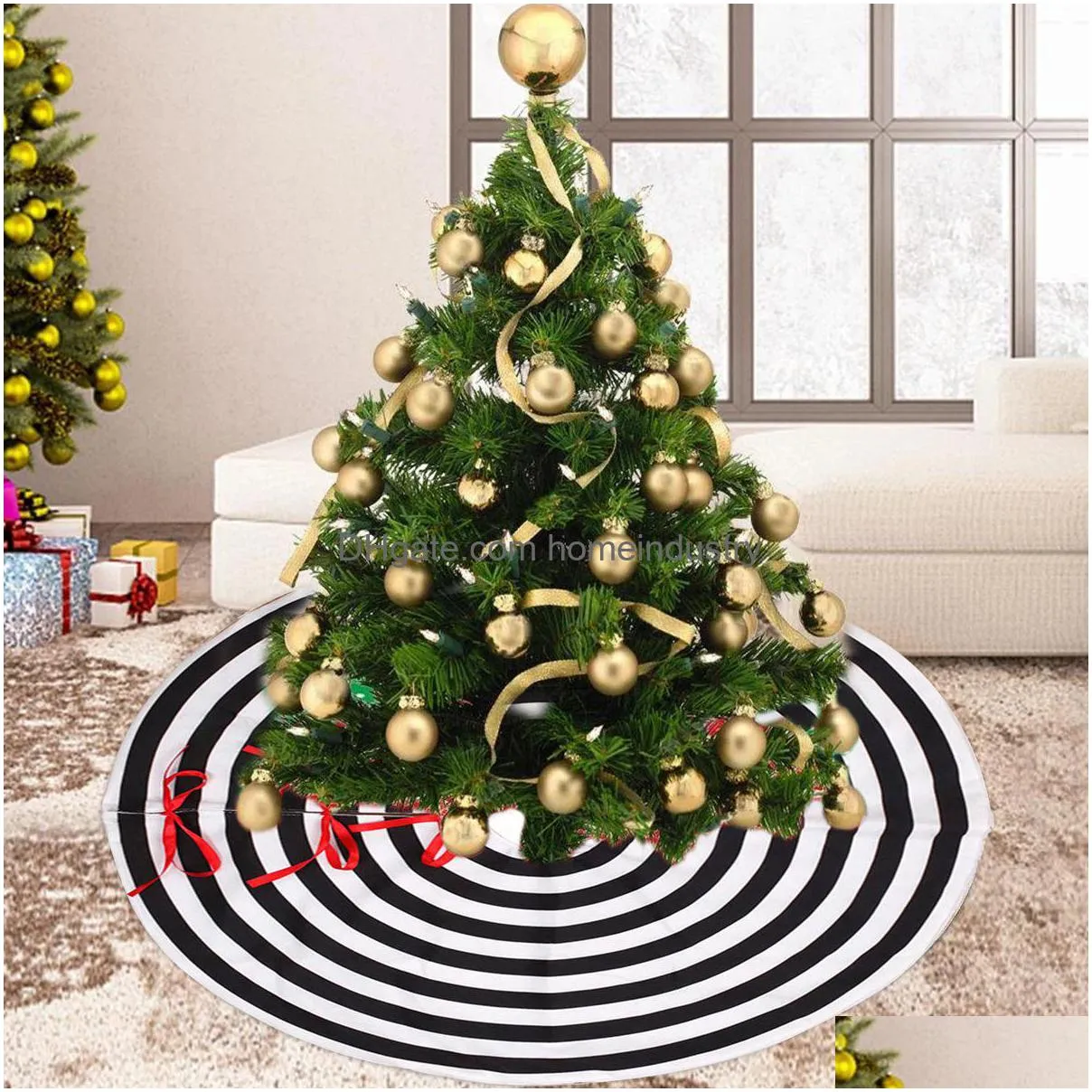 Kerstdecoraties Tree rok Mat zacht zwart en wit kerstduur duurzaam rustiek ornament jaarlijkse ring 221026 drop levering home tuin dhftk