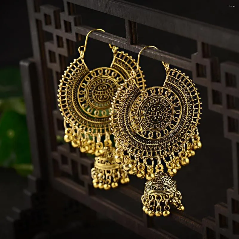Dangle Earrings Big Round Turkish Bells Jhumka Ethnic Retro Women's Classic Vintage Turkey Gold Color Tassel Bijoux
