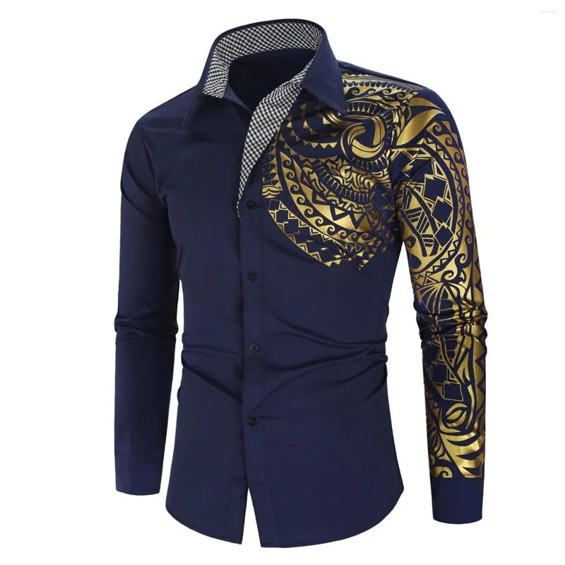 Мужские футболки Mens Mens Fashion Print Рубашка с длинным рукавом деловые повседневные мужчины контрастные цветовые футболки на вырез в клетку ежедневные уличная одежда