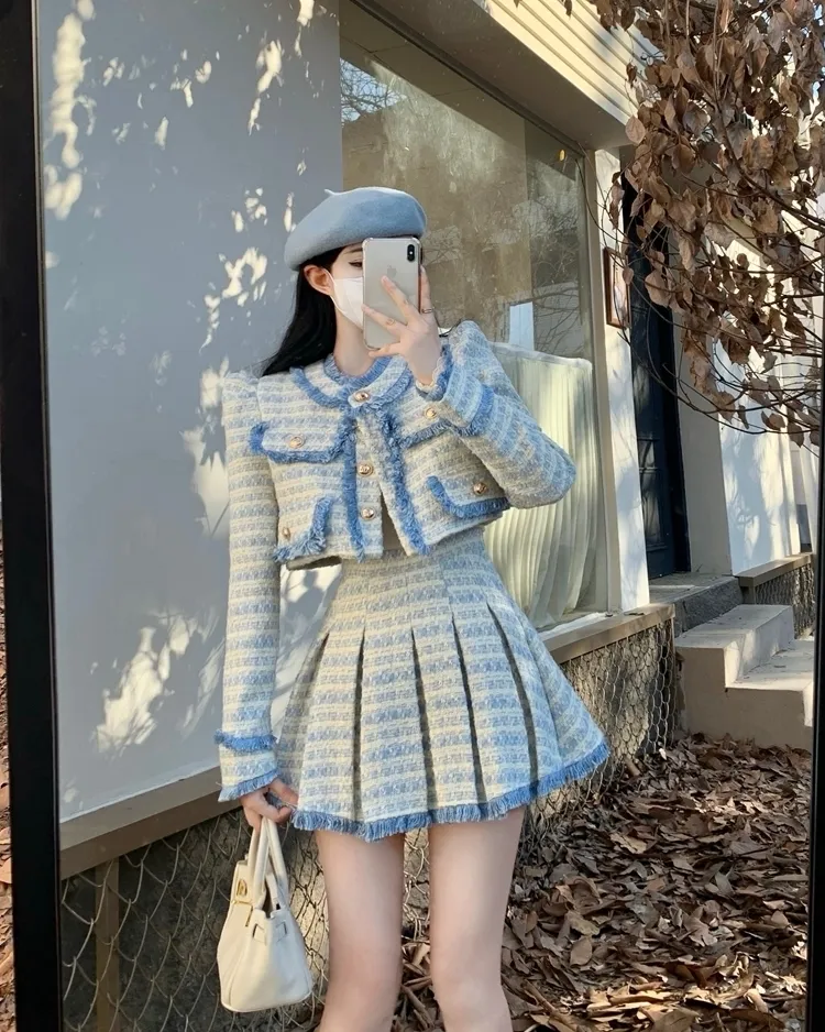 Korean Fashion Sweet Tweed Two Piece Womens With Tassel Detail And Small Fragrance Tweed Detailing Womens Short Jacket, Coat, And Skirt Set 230303 From Bai03, $49.96 | DHgate.Com Korean Fashion Sweet Tweed Two Piece Womens With Tassel Detail And Small Fragrance Tweed Detailing Womens Short Jacket, Coat, And Skirt Set 230303 From Bai03, $49.96 | DHgate.Com
