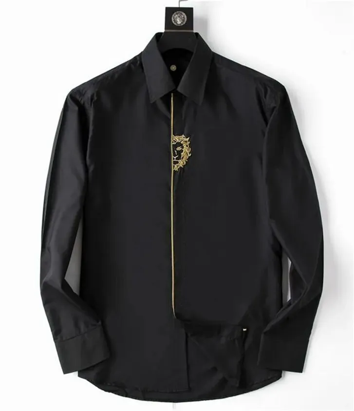 2023 Designer Luxury Men's Casual Plaid camisa Primavera e outono Slim de alta qualidade Busca Bordado Moda Longa Camisa M-4xl 01