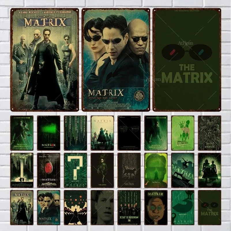 Matrix Film Metal Tin Sign Poster Vintage Movie Posters Plaque tin bord Home Decoratieplaten voor woonkamer deur club garage muur decor voor man grot maat 20x30cm w01