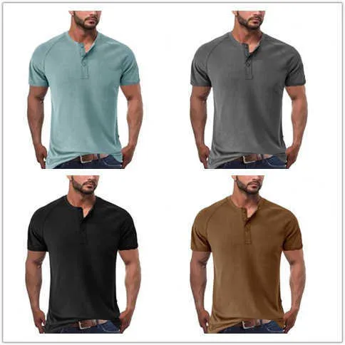 2023 Summer Mens T Shirt Short Sleeve Button Designer T-shirt Henley Shirts High Quality Tee Shirt Tops