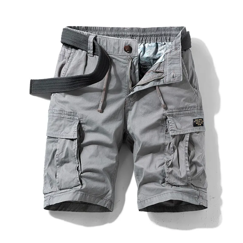 Herr shorts herrar sommar bomull armé taktisk last shorts mode khaki multi-pocket casual short byxor lösa militära shorts män 230306