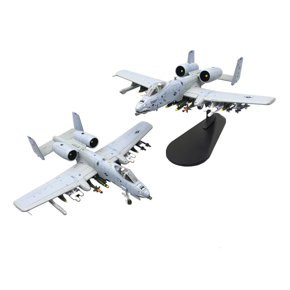 Самолеты Modle 1 100 Шкала US A10 Thunderbolt II Warthog Hog Attack Srate Fighter Diecast Metal Model Model Children Boy Toy 230306