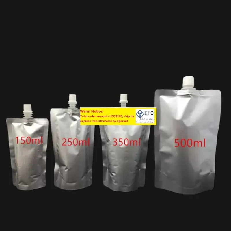 Doypack 150ml 250ml 350ml 500ml Folha de alumínio Stand Up Spout Liquid Bag Pack BeveragesQueezedrink Bolsa