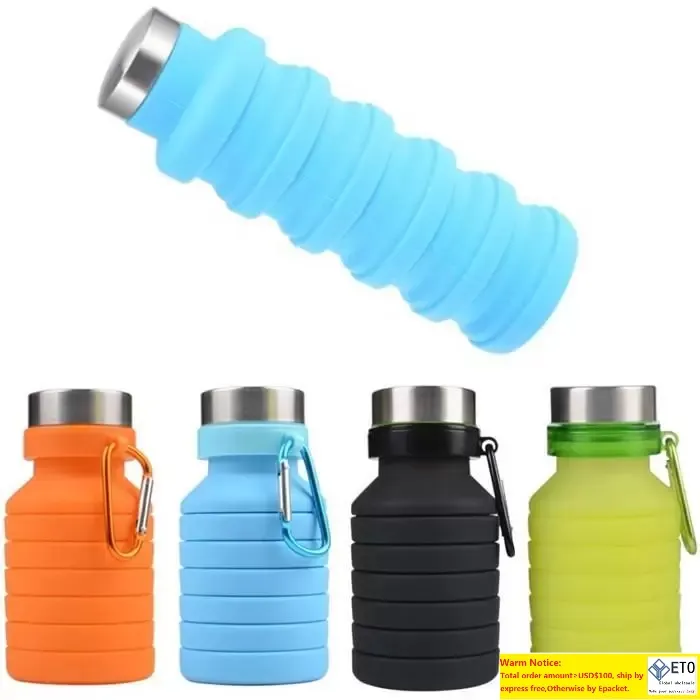 Novità 550ML 19oz Bottiglia d'acqua portatile retrattile in silicone Pieghevole pieghevole Bottiglia d'acqua per caffè Borraccia da viaggio Tazze Tazze BPA Free