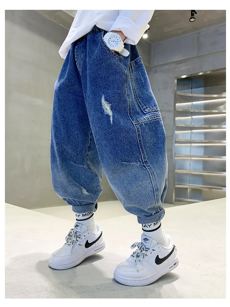 【上品】 Spring Boys Casual Streetwear Fashionable Jeans Baggy Ripped Clothing