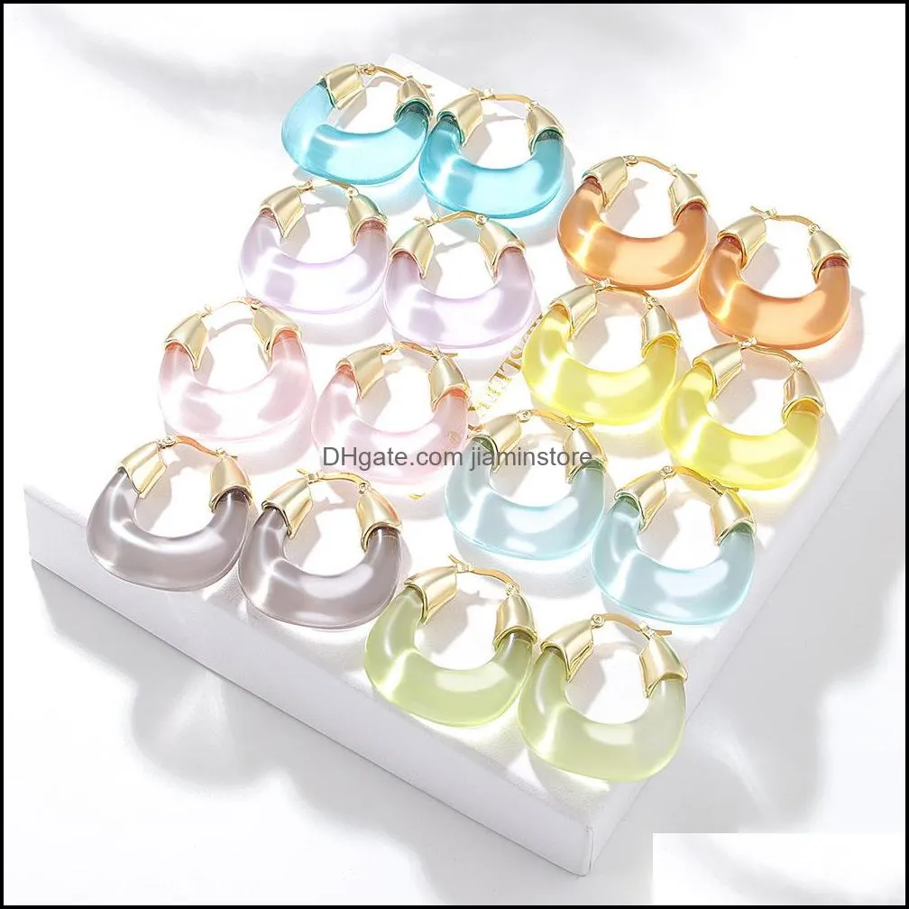 Charme Harz Acryl Gold Charms Clip Ohrringe für Frau Mode Koreanische Übertreibung Große Schmuck Geschenk Drop Lieferung Dhlsq