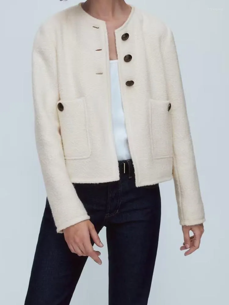 Женские куртки yenkye 2023 Осенние женщины с длинным рукавом кнопки твидовая обрезка