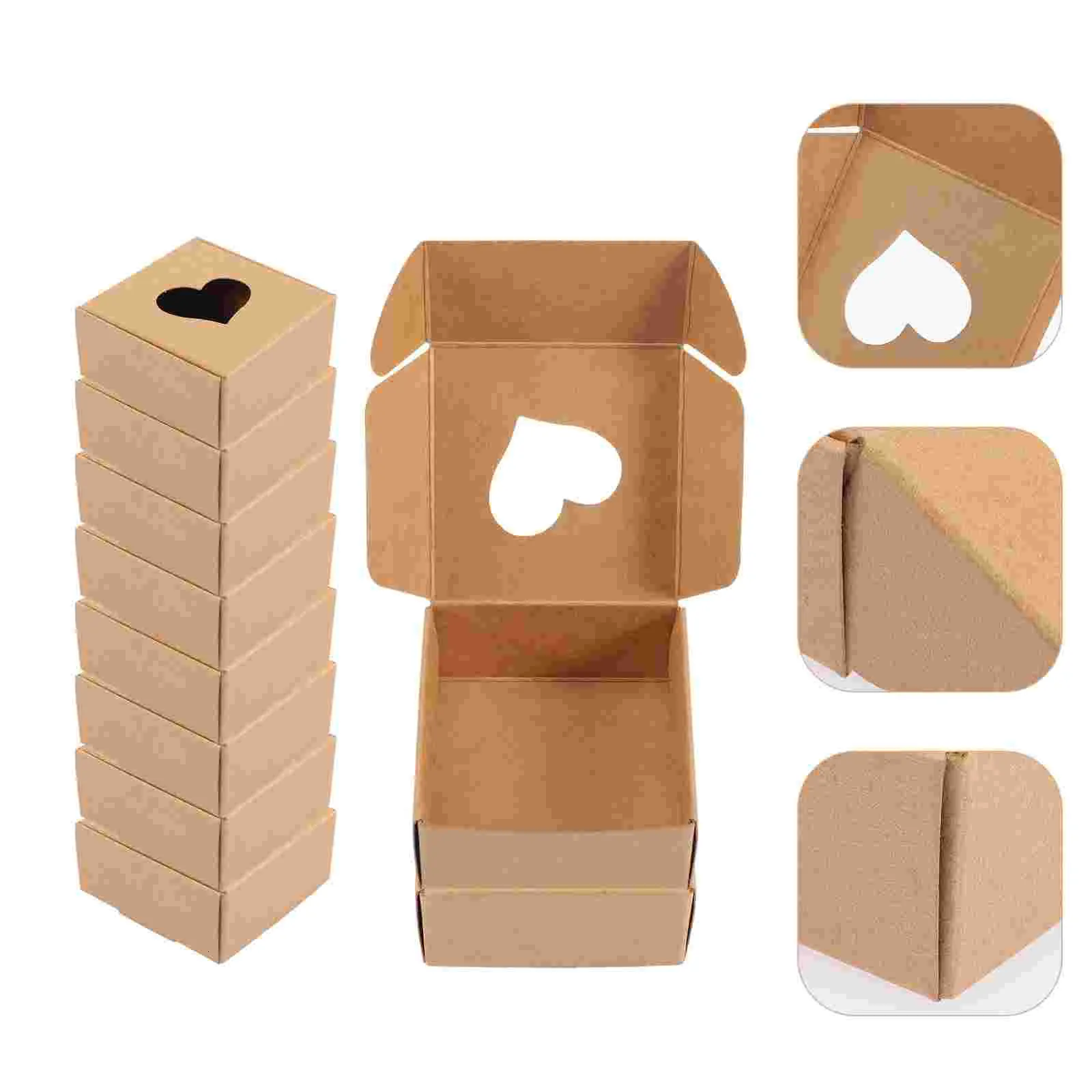 Caja de embalaje de 5 unidades, 10 unidades, caja de cartón de color  pequeño en blanco Kraft (color: cajas negras, tamaño de la bolsa de regalo:  5