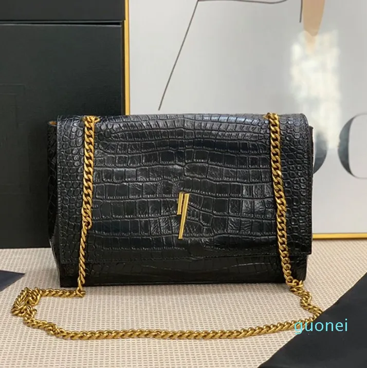 Tasarımcı-Büyük Zincir Çanta Eşekçi Crossbody Çantalar Moda İki Taraflı Deri Nubuck Siyah Omuz Çantası Altın Metal Metrekare Flep Kadın Çanak Çantalar Cep Telefonu Çanta WA