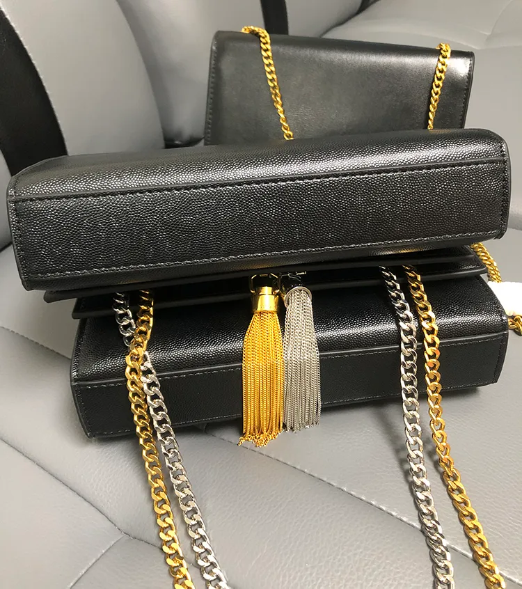 Borsa a tracolla borsa di design caviale di vacchetta di alta qualità Borse da sera in vera pelle borsa a tracolla di lusso Catena in argento dorato con ciondolo con lucchetto Borsa a tracolla 60012