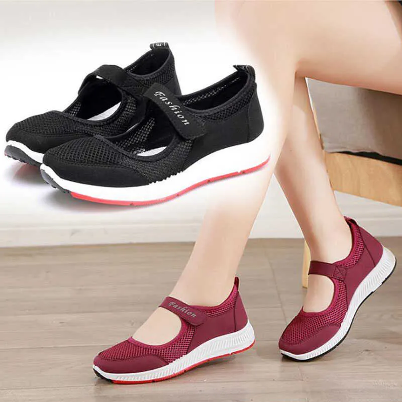 Sandalet Kadın Ayakkabıları Yaz 2022 Nefes alabilen örgü Sandalet Yumuşak Sole Slip Olmayan Moda Spor ayakkabıları Kadınlar Konfor Soafers Kadın Günlük Daireler Z0306